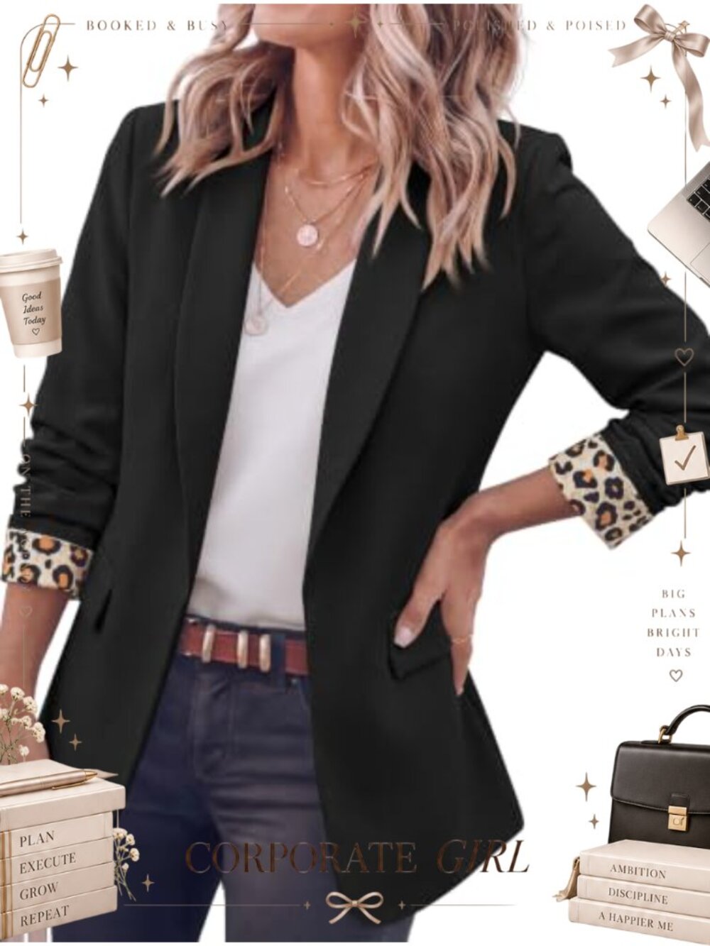 Women's Business Casual Blazer Suit Jacket Open Front Shawl Collar